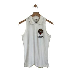 ED HARDY Christian Audigier Sport Tank Top Women's M White Tiger Graphic